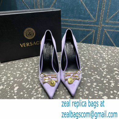 Versace Heel 9.5cm Brooch Baguette Pumps Satin Lilac 2023 - Click Image to Close