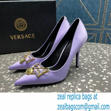 Versace Heel 9.5cm Brooch Baguette Pumps Satin Lilac 2023