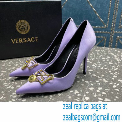 Versace Heel 9.5cm Brooch Baguette Pumps Satin Lilac 2023 - Click Image to Close