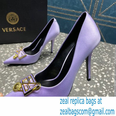 Versace Heel 9.5cm Brooch Baguette Pumps Satin Lilac 2023