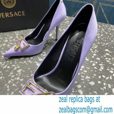 Versace Heel 9.5cm Brooch Baguette Pumps Satin Lilac 2023