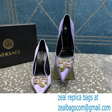 Versace Heel 9.5cm Brooch Baguette Pumps Satin Lilac 2023