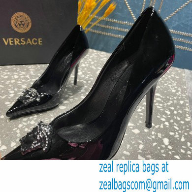 Versace Heel 9.5cm La Medusa Pumps Patent Black 2023