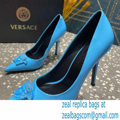 Versace Heel 9.5cm La Medusa Pumps Patent Blue 2023