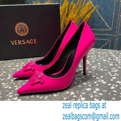 Versace Heel 9.5cm La Medusa Pumps Patent Fuchsia 2023 - Click Image to Close