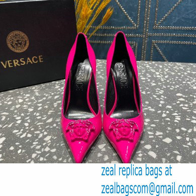 Versace Heel 9.5cm La Medusa Pumps Patent Fuchsia 2023 - Click Image to Close