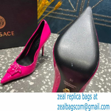 Versace Heel 9.5cm La Medusa Pumps Patent Fuchsia 2023 - Click Image to Close
