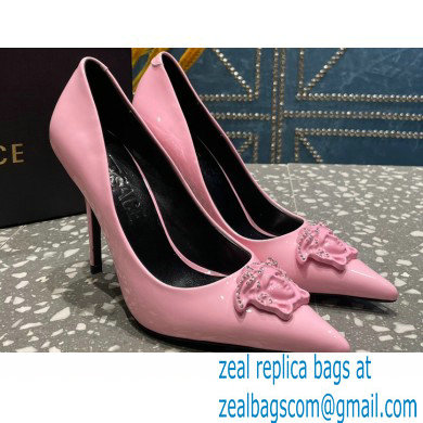 Versace Heel 9.5cm La Medusa Pumps Patent Pink 2023 - Click Image to Close