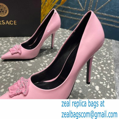 Versace Heel 9.5cm La Medusa Pumps Patent Pink 2023 - Click Image to Close