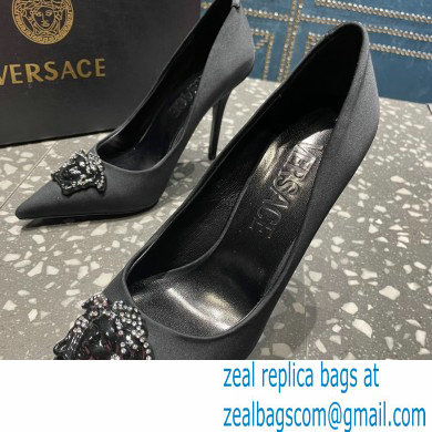 Versace Heel 9.5cm La Medusa Pumps Satin Black 2023