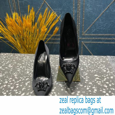 Versace Heel 9.5cm La Medusa Pumps Satin Black 2023