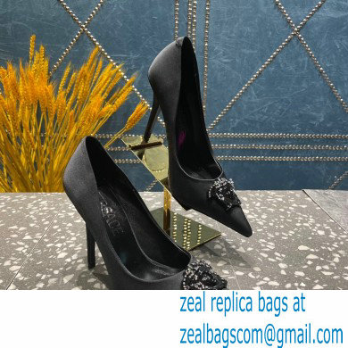 Versace Heel 9.5cm La Medusa Pumps Satin Black 2023