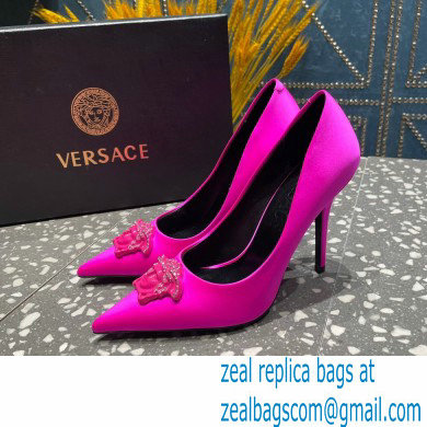 Versace Heel 9.5cm La Medusa Pumps Satin Fuchsia 2023 - Click Image to Close