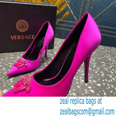 Versace Heel 9.5cm La Medusa Pumps Satin Fuchsia 2023 - Click Image to Close