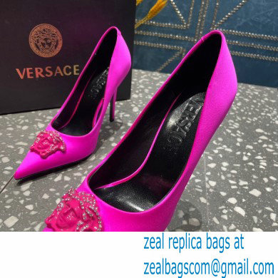 Versace Heel 9.5cm La Medusa Pumps Satin Fuchsia 2023 - Click Image to Close