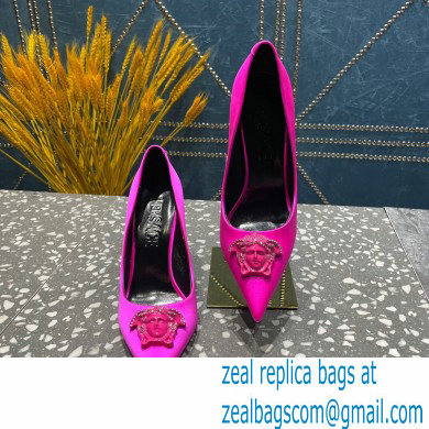 Versace Heel 9.5cm La Medusa Pumps Satin Fuchsia 2023 - Click Image to Close