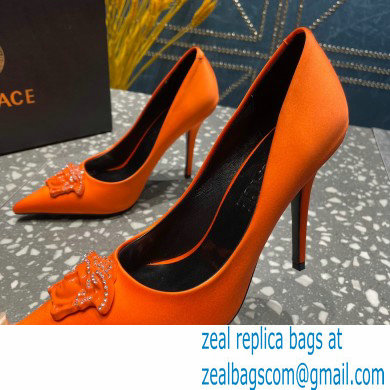 Versace Heel 9.5cm La Medusa Pumps Satin Orange 2023