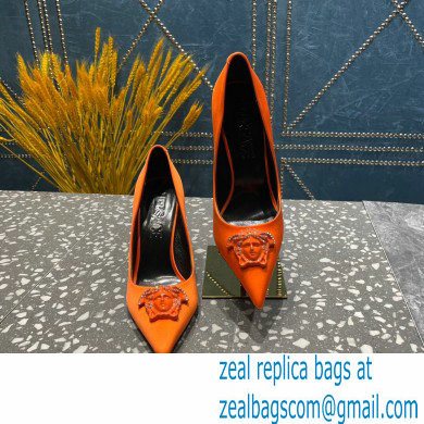 Versace Heel 9.5cm La Medusa Pumps Satin Orange 2023