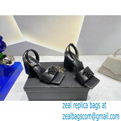 Versace Heel 9cm La Medusa Leather Sandals Black 2023