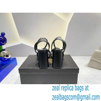 Versace Heel 9cm La Medusa Leather Sandals Black 2023 - Click Image to Close