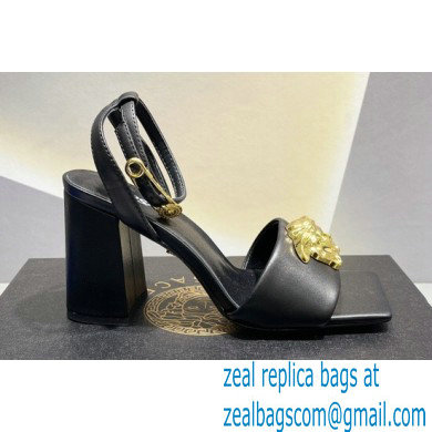 Versace Heel 9cm La Medusa Leather Sandals Black/Gold 2023