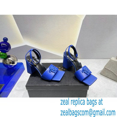 Versace Heel 9cm La Medusa Leather Sandals Blue 2023 - Click Image to Close