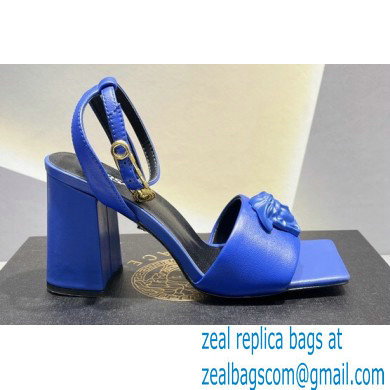 Versace Heel 9cm La Medusa Leather Sandals Blue 2023 - Click Image to Close