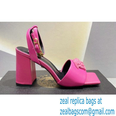 Versace Heel 9cm La Medusa Leather Sandals Fuchsia 2023 - Click Image to Close