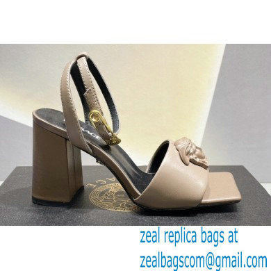 Versace Heel 9cm La Medusa Leather Sandals Gray 2023