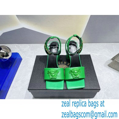 Versace Heel 9cm La Medusa Leather Sandals Green 2023 - Click Image to Close