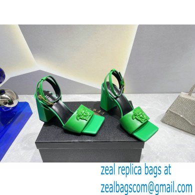 Versace Heel 9cm La Medusa Leather Sandals Green 2023