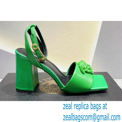 Versace Heel 9cm La Medusa Leather Sandals Green 2023