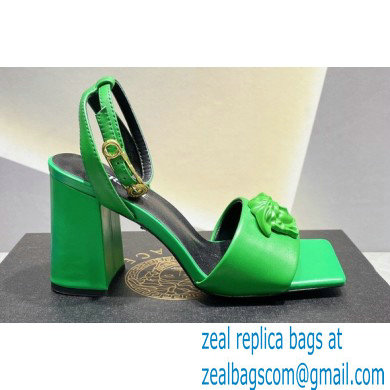 Versace Heel 9cm La Medusa Leather Sandals Green 2023 - Click Image to Close