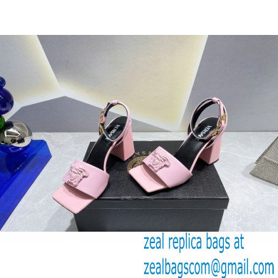 Versace Heel 9cm La Medusa Leather Sandals Pink 2023