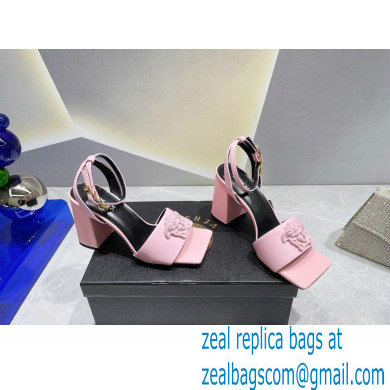 Versace Heel 9cm La Medusa Leather Sandals Pink 2023 - Click Image to Close