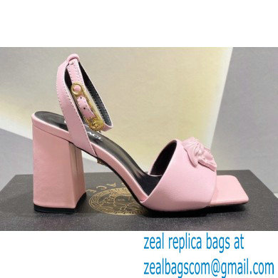 Versace Heel 9cm La Medusa Leather Sandals Pink 2023