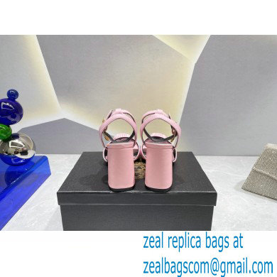 Versace Heel 9cm La Medusa Leather Sandals Pink 2023