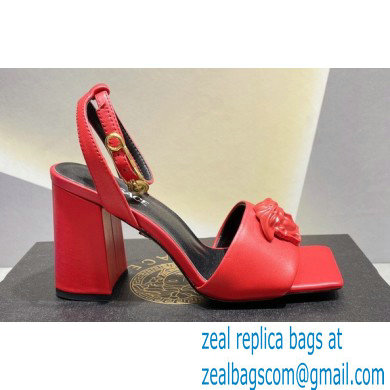 Versace Heel 9cm La Medusa Leather Sandals Red 2023 - Click Image to Close