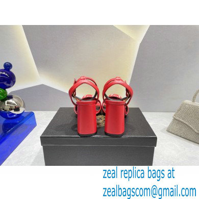 Versace Heel 9cm La Medusa Leather Sandals Red 2023 - Click Image to Close