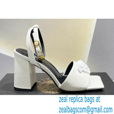 Versace Heel 9cm La Medusa Leather Sandals White 2023