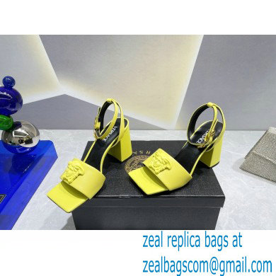 Versace Heel 9cm La Medusa Leather Sandals Yellow 2023