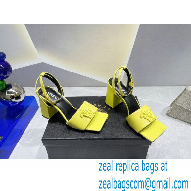 Versace Heel 9cm La Medusa Leather Sandals Yellow 2023