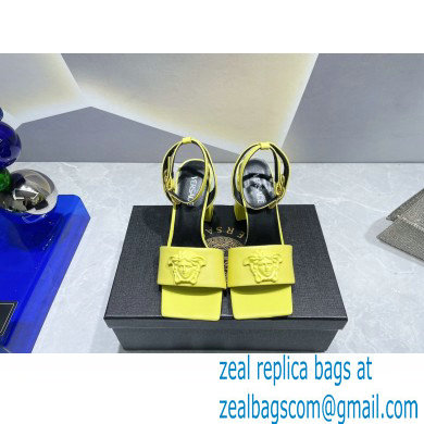 Versace Heel 9cm La Medusa Leather Sandals Yellow 2023