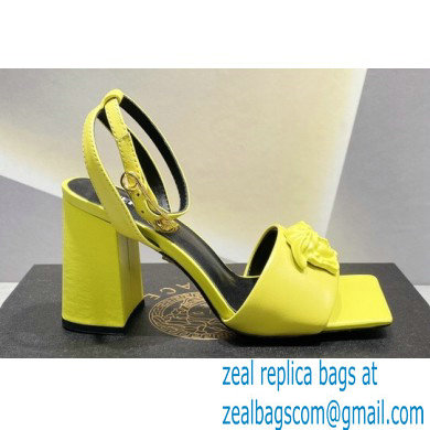 Versace Heel 9cm La Medusa Leather Sandals Yellow 2023 - Click Image to Close