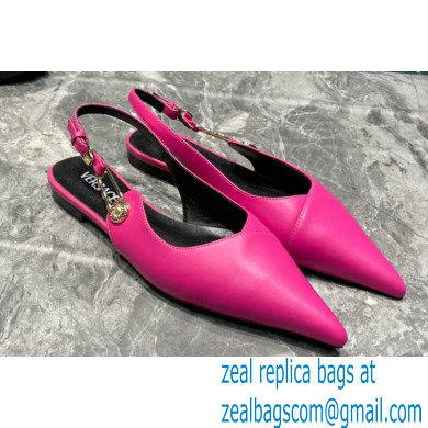 Versace Leather Safety Pin Slingback Flats Fuchsia 2023