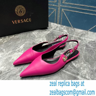 Versace Leather Safety Pin Slingback Flats Fuchsia 2023 - Click Image to Close