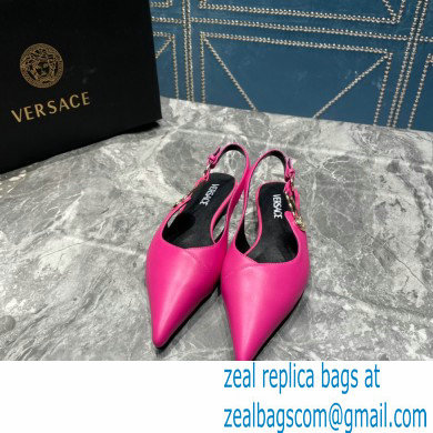 Versace Leather Safety Pin Slingback Flats Fuchsia 2023 - Click Image to Close