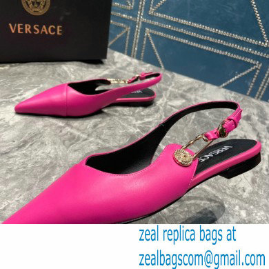 Versace Leather Safety Pin Slingback Flats Fuchsia 2023 - Click Image to Close