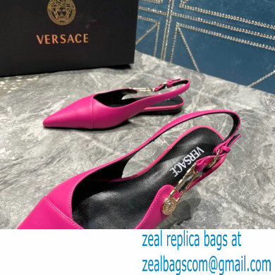 Versace Leather Safety Pin Slingback Flats Fuchsia 2023 - Click Image to Close