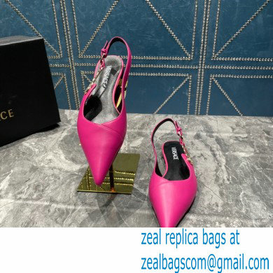 Versace Leather Safety Pin Slingback Flats Fuchsia 2023